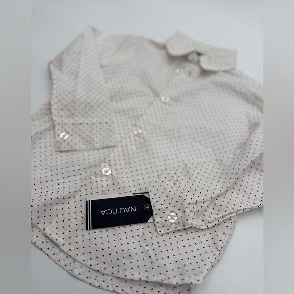 NAUTICA Kid’s Button Down Collared Dress Shirt Sz 4 Regular NWT White Design - Picture 4 of 10